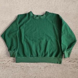 Reformation Green Raglan Sweatshirt Vintage Style Cropped Crewneck Size M